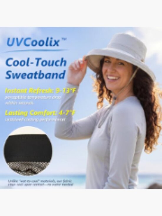 Cooling Sun Hat UPF 50+ Wide Brim Ponytail Hole Water Resistant Packable main image 4